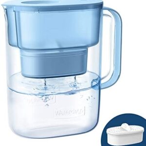 200-Gallon Long-Life Lucid 10-Cup Water Filter Pitcher, NSF Certified, 5X Times Lifetime, Reduces Lead, Fluoride, Chlorine and More, BPA Free, Blue, by Waterdrop