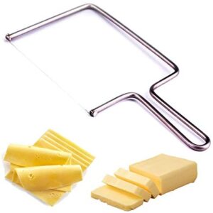 Cheese Wire Slicer Cutter - Cheese Knives Slicers with Wire - Handheld Butter Cutter Tools for Soft Hard Block - Easy Fast Cutting Hard Or Semi Hard Block Cheeses - with Extra Wire - Best Gift Idea