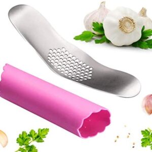 Fu Store Solid Stainless Steel Garlic Press Chopper Perfect Ginger Slicer Crusher Presses with Silicone Peeler by Fu Store