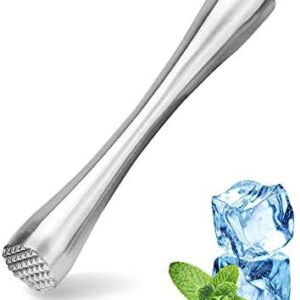 Stainless Steel Cocktail Muddler 8" Professional Old Fashioned & Mojitos Drink Muddler Ideal Bartender Tool