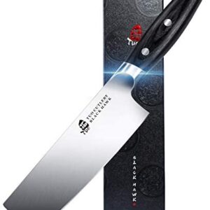 TUO Nakiri Knife - Professional Chef Knife 6.5 inch Usuba Asian Knife - German Stainless Steel - Kitchen Knife with Pakkawood Handle - Black Hawk Series