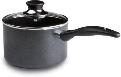 T-Fal A8572494 Specialty Nonstick Dishwasher Safe PFOA Free Cookware Handy Pot Sauce Pan with Glass Lid, 3-Quart, Gray