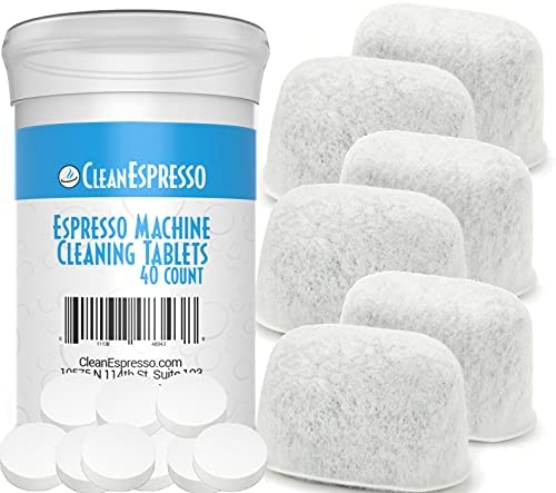 CleanEspresso Espresso Machine Cleaning Tablets for Breville Machines + 6 Replacement Filters - Model BRF-020 - Espresso Machine Accessories by CleanEspresso