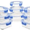 Amazon Basics Glass Locking Lids Food Storage, 18-Piece Set, 9 Containers and 9 BPA-Free Lids