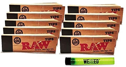 500x RAW Classic Original Rolling Papers Filter Tips (10 Booklets of 50x Pack). Includes FREE Exclusive WENEED(TM) Tube (Storage) (Original) (Original)