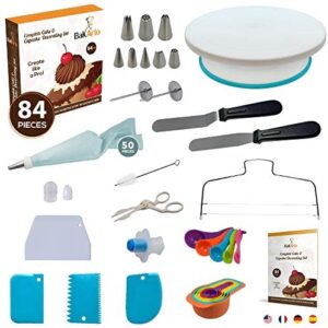 Complete Cake Decorating Kit – 84 Pcs Cake & Cupcake Decoration Supplies Set with Cake Decorating Turntable, Easy to Use Turntable and More Baking Decoration Tools for Beginners, Adults, Kids and Teens
