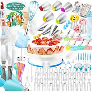 Cake Decorating Turntable, 180+ Pack with Numbered Piping Tips, All-in-one Baking Set