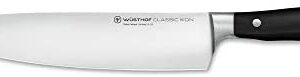 Wüsthof Classic Ikon 9 Inch Chef’s Knife (1040330123), Half-Bolster, Ergonomic Black Handle, Precision Forged High-Carbon Stainless Steel Blade