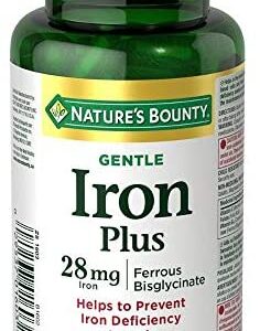 Nature's Bounty Gentle Iron Supplement, Helps Prevent Iron Deficiency Anemia, 28mg, 90 Capsules