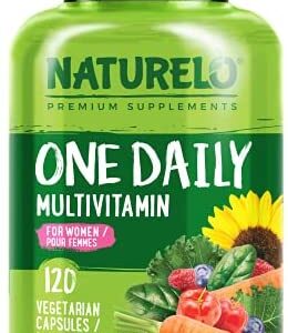 NATURELO One Daily Multivitamin for Women - Energy Support - Whole Food Supplement to Nourish Hair, Skin, Nails - Non-GMO - No Soy - Gluten Free - 120 Capsules | 4 Month Supply