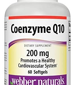 Webber Naturals Coenzyme Q10 (CoQ10), High Potency Antioxidant Softgel, 200 mg, 60 Count