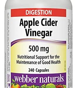 Webber Naturals Apple Cider Vinegar Capsules, 500 mg, 240 Count