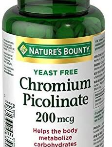 Nature's Bounty Chromium Supplement, Helps Metabolize Carbohydrates and Fats, 200mcg 100 Tablets