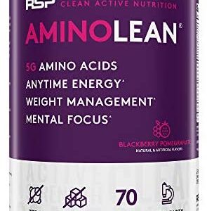 RSP AminoLean - All-in-One Pre Workout, Amino Energy, Weight Management Supplement with Amino Acids, Complete Preworkout Energy for Men & Women, Blackberry Pomegranate, 70 Servings