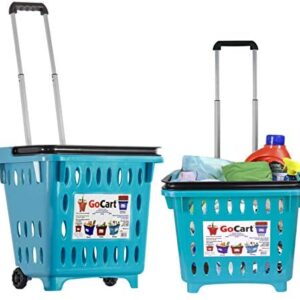 Gocart, Teal Grocery Shopping Basket Rolling Laundry Cart