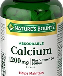 Nature's Bounty Calcium Pills plus Vitamin D3 Supplement, Helps maintain bones, 1200mg, 100 softgels