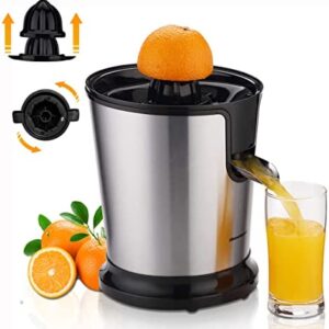 Homeleader Citrus Juicer Stainless Steel Juice Squeezer Electric Orange Juicer with Two Cones, Powerful Motor for Grapefruits, Orange and Lemon, Black