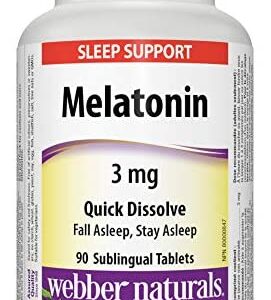 Webber Naturals Melatonin, Quick Dissolve Tablet, 3 mg, 90 Count