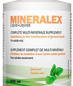 Liquid Minerals Supplement - Multi-Mineral - Calcium, Potassium, Magnesium, Zinc - Helps Maintain Physical and Mental Wellness - 500ml - Vegan - Gluten Free - Made in Canada - Spearmint