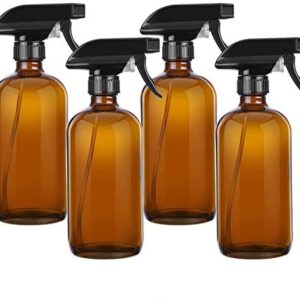 4 Pack Glass Spray Bottles, 8.5 oz Amber Glass Bottles with Trigger Sprayers,Glass Bottles with Fine Mist Sprayers Dispenser,Spray Bottles for Essential Oils,Cleaning Solutions and Aromatherapy