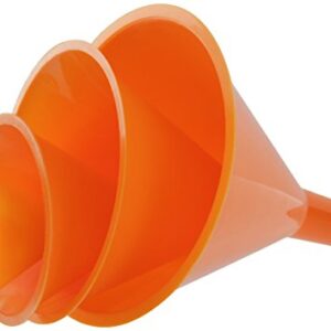 RamPro 4-Piece All Purpose Wide-Mouth Bright Orange Plastic Funnel Set for Quick and Clean Transferring Liquids, Dry Goods, Between Pitchers, Bottles, Cans and Containers