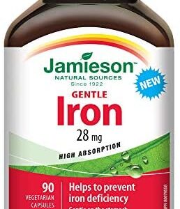 Jamieson Gentle Iron 28 mg Ferrous Bisglycinate - Gluten-Free, 90 Count (Pack of 1)