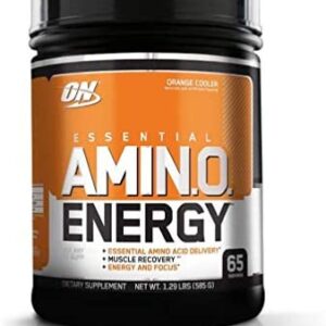 OPTIMUM NUTRITION ESSENTIAL AMINO ENERGY, Orange Cooler, Preworkout and Essential Amino Acids with Green Tea and Green Coffee Extract, 65 Servings , 585.0 g (Pack of 1)
