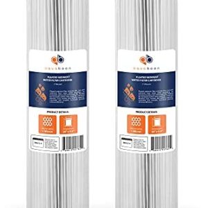 Aquaboon 1 Micron 20" Pleated Sediment Water Filter Replacement Cartridge | Whole House Sediment Filtration | Compatible with ECP5-BB, AP810-2, HDC3001, CP5-BB, SPC-45-1005, ECP1-20BB, 2-Pack