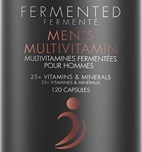 Men’s Daily Multivitamin, 25+ Vitamins & Minerals, Fermented, Organic Whole Foods, Probiotics Supplement - Vitamin A, Vitamin B, Vitamins C, D, E & K, Omega 3, Zinc - Vegan - 120 Capsules