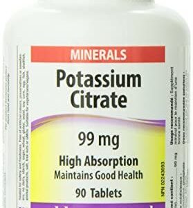 Webber Naturals Potassium Citrate High Absorption Tablet, 99mg