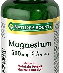 Nature's Bounty Magnesium with Electrolytes Supplement, Helps Maintains Muscle Function, 500mg, 150 Tablets