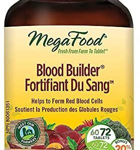 MegaFood - Blood Builder, Support for Healthy Energy Levels and Red Blood Cell Production, Iron, Beet Root, and Folate, 72 Tablets
