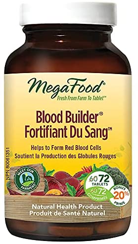 516Oujclg-S._AC_.jpg MegaFood - Blood Builder, Support for Healthy Energy Levels and Red Blood Cell Production, Iron, Beet Root, and Folate, 72 Tablets