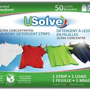 USolve New Eco-Friendly Ultra Concentrated Laundry Detergent Strips (50 Loads), The Future of Laundry - Fragrance Free - More Convenient than Pods, Pacs, Liquids or Powders - Great for Home, Dorm, Travel, Camping & Hand-Washing.