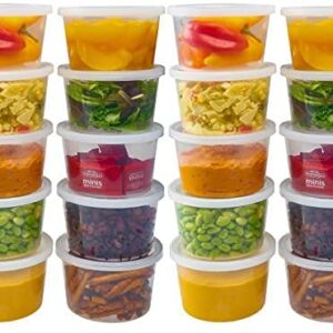Econo 48 Pack - 16 oz. (473 mL) Plastic Deli Food Storage Containers with Airtight Lids - Microwavable, Freezer & Dishwasher Safe | Best for Meal Prepping, Portion Control, Food Organization and Storage