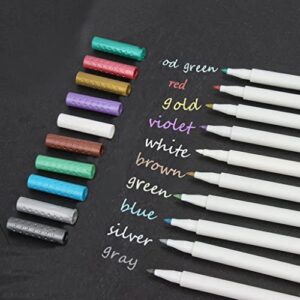 Chukchi Metallic Markers Painting Pen Set of 10 Colors Calligraphy Pen for Card Making Drawing Lettering Coloring Wine Glass