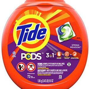 Tide PODS, Laundry Detergent Liquid Pacs, Spring Meadows, 72 Count - Packaging May Vary