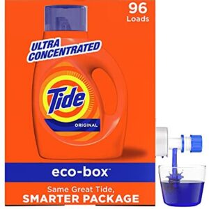 Tide Laundry Detergent Liquid Eco-Box, Concentrated, Original Scent, HE Compatible, 96 Loads