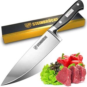 STEINBRÜCKE Chef Knife - 8 inch Pro Kitchen Knife Forged from German Stainless Steel 5Cr15Mov (HRC58), Full Tang, Ultra-Sharp Classic Cooks Knife with Ergonomic Handle for Home Kitchen & Restaurant