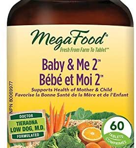 MegaFood - Baby & Me 2, Prenatal and Postnatal Multi-Vitamin Supplement for Pregnant and Breastfeeding Women, Folate, Vitamin D3, and B Vitamins, 60 Tablets