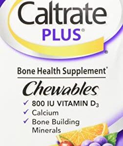 Caltrate Plus Chewables (50 Count, Cherry, Orange, Fruit Flavour), Calcium/Vitamin D3 Supplement