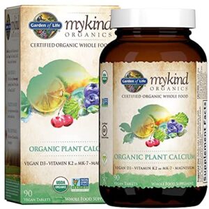 Garden of Life mykind Organic Plant Calcium - Vegan Whole Food Supplement with D3 and K2, Gluten Free, 90 Tablets