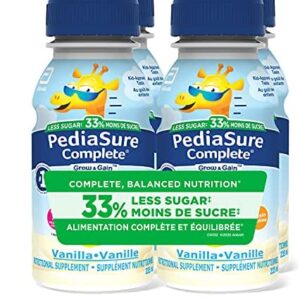 Pediasure Complete Reduced Sugar, 33% Less Sugar, Nutritional Supplement, 4 x 235 mL, Vanilla - Kids Nutritional Shake, Contains DHA and Vitamins to Help Promote Healthy Weight Gain for Kids Multi-colored