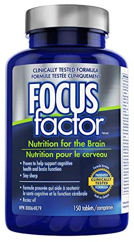 Focus Factor Brain Supplement & Complete Multivitamin (150 Count) with Zinc, Magnesium, Vitamins B6, B12, D, Bacopa Monnieri & Tyrosine to Improve Memory, Concentration and Focus