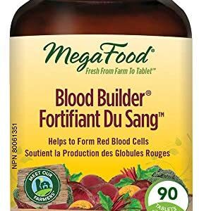 MegaFood - Blood Builder, Support for Healthy Energy Levels and Red Blood Cell Production, Iron, Beet Root, and Folate, 90 Tablets