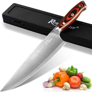 ROMANTICIST 8" Professional Chef Knife in Storage Case, High Carbon Steel Chopping Knife with Deluxe Wood Handle, Kitchen Knife for Slicing, Dicing&Boning, Ideal Gift Set for Birthday, Christmas
