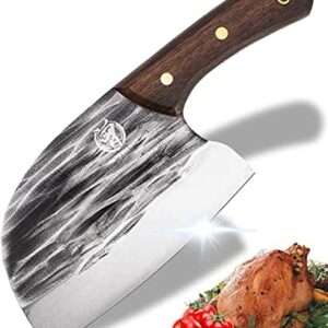 ZENG JIA DAO Meat Cleaver Knife 6'' Butcher Knife Forged Mini Chopping Knife for vegetable and small bone Serbian Chefs Knife High Carbon Steel with Wengewood Handle Best Gift for Home Kitchen and Restaurants