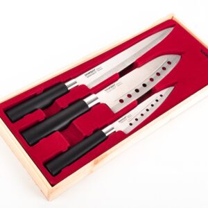 SMARTPAN - 3 Piece Chef Knife Set - Professional Cutting Knives For Your Kitchen, 8 Carving Knife, 7 Santoku Knife, 5 Utility Knife, Non Slip Ergonomic Handles, Sharp And Precise, Stainless Steal